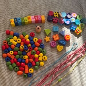 Colorful Wooden Bead Set for Kids / NEW